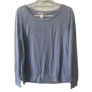 Victoria's Secret T-Shirt Women M Burnout Long‎ Sleeve Embroidered Bow Gray EUC